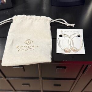 Kendra Scott Gold and Pearl Hoop Earrings